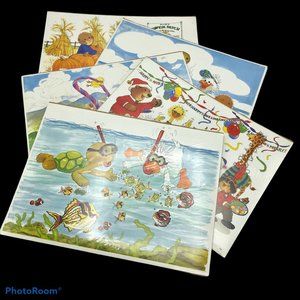 Lot Of 5 Vintage Suzys Zoo Prints Spafford Duckport Easter Christmas Summer Fall